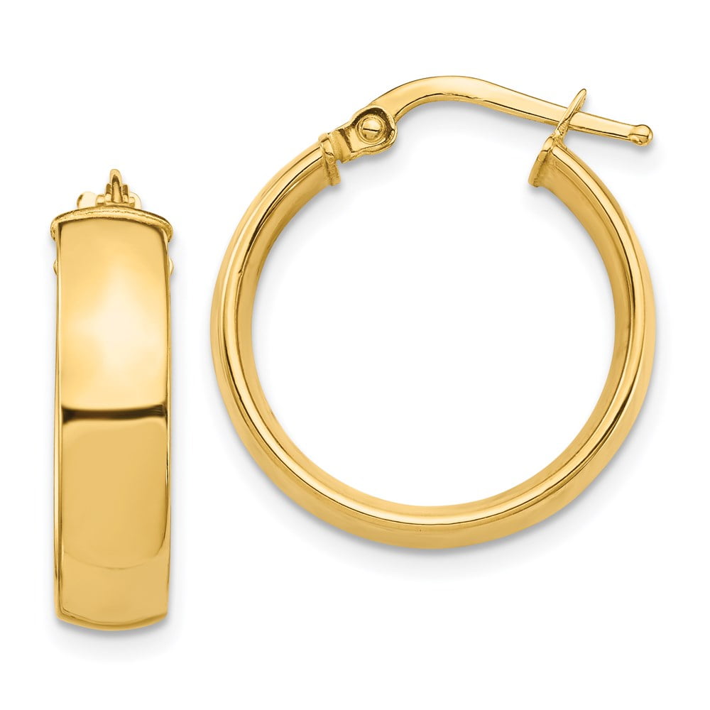 Earrings Hoop 14K Yellow Gold High Polished 5MM Hoop Earrings