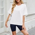 thumbnail image 4 of Inverlee Womens Raglan Round Neck Short Sleeve Sweatshirts Side Slit Loose Fit Lightweight Casual Tops Lounge Soft Stretchy Everyday Tees, 4 of 9