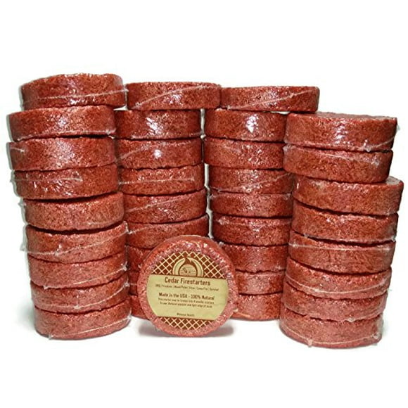 Midwest Hearth Cedar Fire Starters - 100% Natural - Made in The USA - BBQ, Fireplaces, Stoves, Outdoor, Camp Fire, Survival - 36 Pack (Up to 144 Fires)