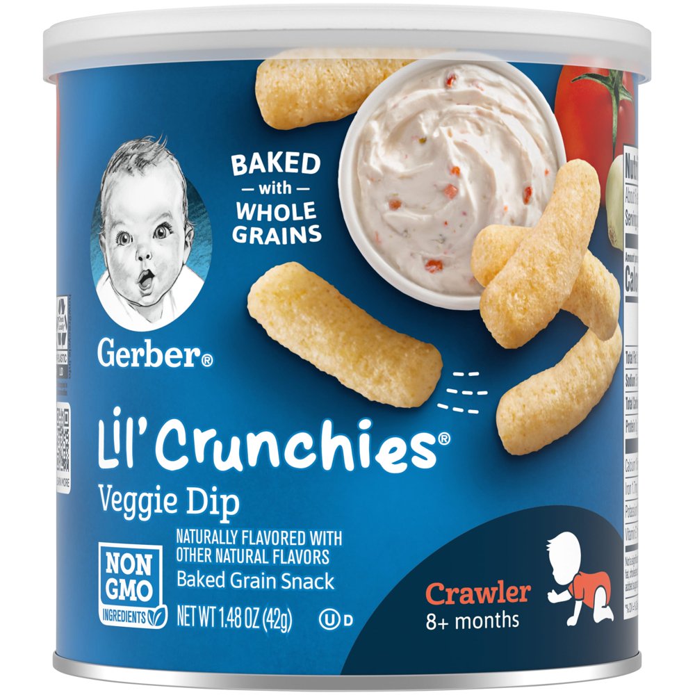 Gerber Lil' Crunchies Veggie Dip Baked Corn Baby Snacks, 1.48 Oz