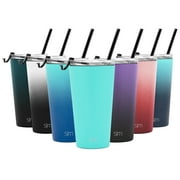 Simple Modern 16 oz Classic Tumbler Travel Mug with Clear Flip Lid & Straw - 18/8 Stainless Steel Water Bottle -Oasis