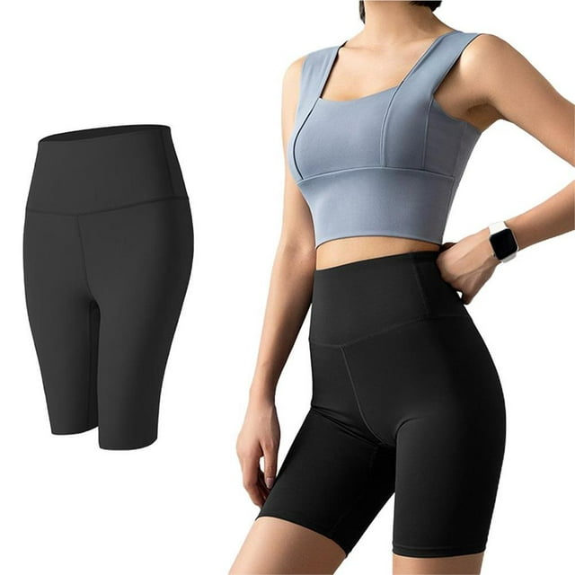 Naiovety Pantalones cortos deportivos para mujer, pantalones de entrenamiento de gimnasia en casa, entrenamiento de Fitness, Yoga, ciclismo, Ciclismo Negro/S
