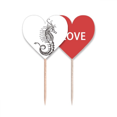 thumbnail image 1 of Hipocampo vida marina ilustración Palillos de dientes bandera etiqueta de amor selección de pastelitos, 1 of 4