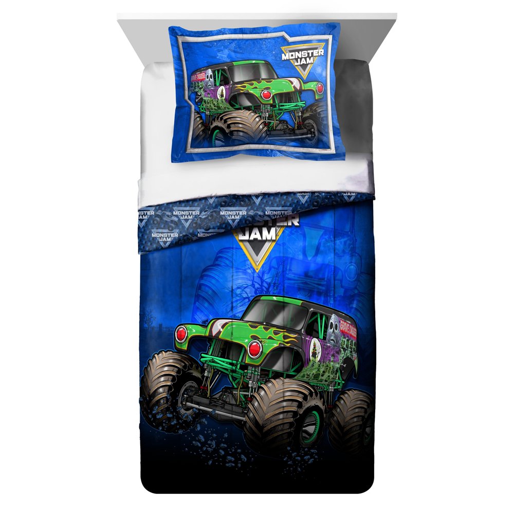 Monster Jam 2 Piece Twin/Full Reversible Comforter and Sham Set