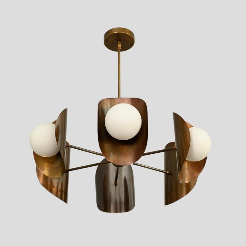 6 Light Modern Ceiling Pendant Light Lamp antique brass Modern Statement sputnik Chandelier Handmade Brass Light Fixture