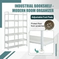 thumbnail image 5 of 6-Tier Tall Bookshelf with Stainless Steel Frame Freestanding Open Bookcases with Adjustable Foot Pads for Home Office Living Room, White, 5 of 8