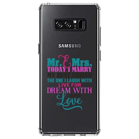 DistinctInk Clear Shockproof Hybrid Case for Samsung Galaxy Note 8 - TPU Bumper Acrylic Back Tempered Glass Screen Protector - Today I Marry My Best Friend