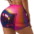 thumbnail image 2 of Fotbe Neon Cassette Tape Seamless Shorts, Womens Workout Shorts High Waist Stretch Booty Short for Gym/Yoga/Running/Biking-Medium, 2 of 9