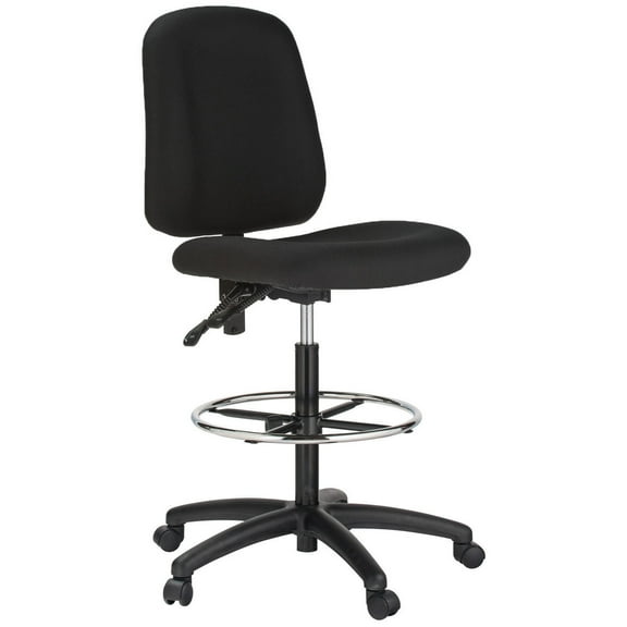 Homestock Sophisticated Simplicity Contoured Drafting Chair, Heavy Duty, With Lumbar Support, Swivel Chair, Adjustable Height Rolling Chair, 29.29 X 25.91 X 12.91 In - Black, Supports Upto 250 Lbs