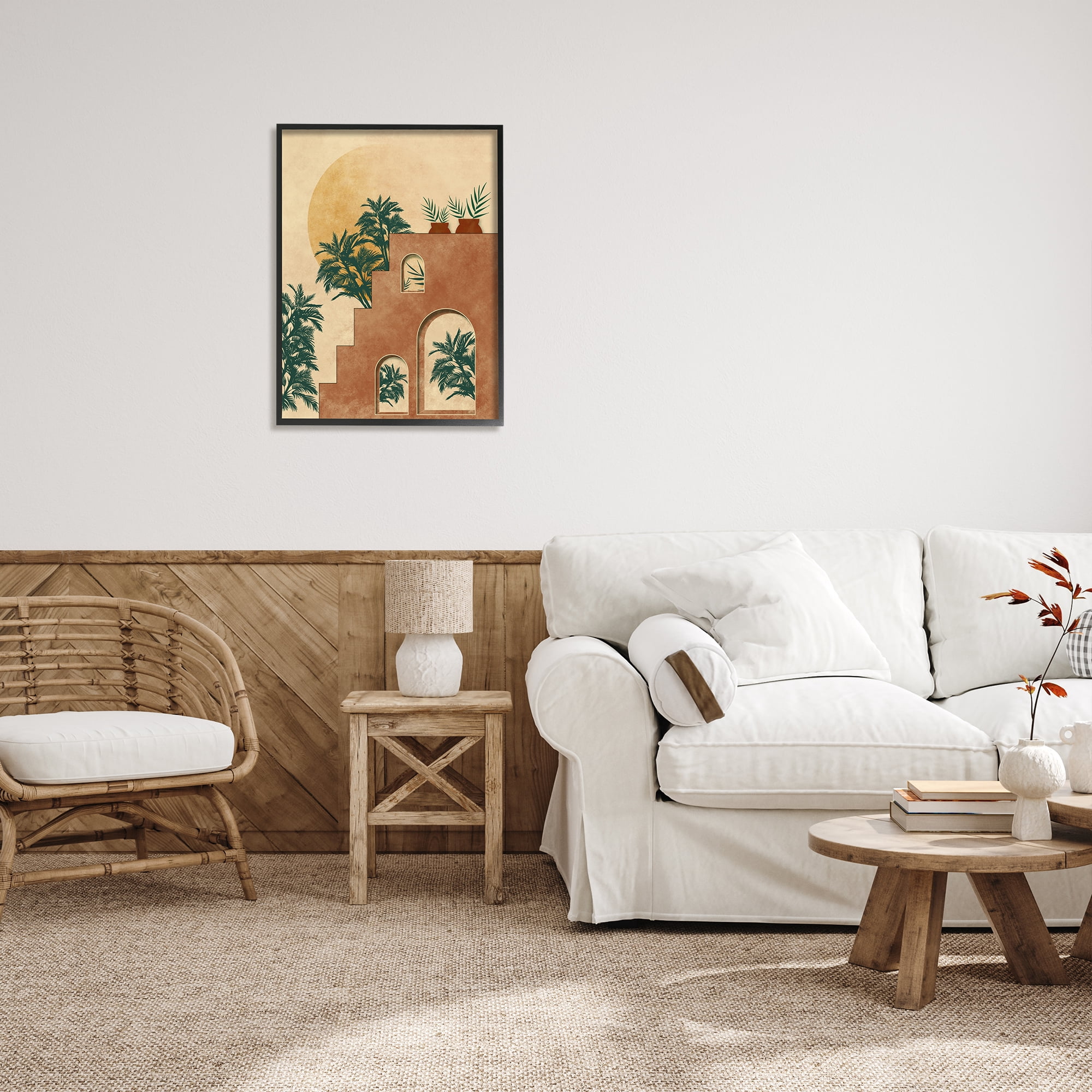 Stupell Industries Botanical Morocco Scenery Nature Painting Black Framed Art Print Wall Art, 24 x 30