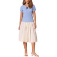 thumbnail image 2 of INSPIRAR CHIC Blusa de cuello Peter Pan con lazo para mujer, de manga corta, color azul claro, top casual de verano, talla L, 2 of 5
