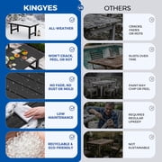 KINGYES 7-Piece Outdoor Dining Set, All Weather HDPE Patio Table and Chairs with Umbrella Hole, Black