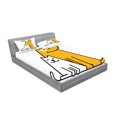 thumbnail image 2 of Ambesonne Cartoon Fitted Sheet & Pillow Sham Set, Cats and Dogs Friends, Queen, Black White and Apricot, 2 of 2
