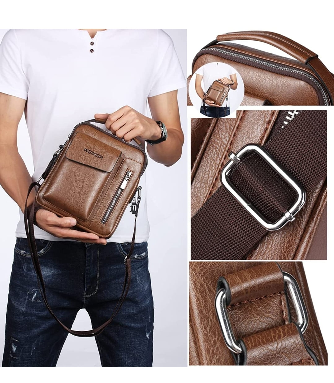 Men's Messenger Bag Men Genuine Leather Shoulder Bag Male Leather Crossbody  Bags