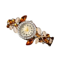 LINEL Women's Topaz Crystal Bangle Watch Round Easy Read Dial Jewelry Wristwatch