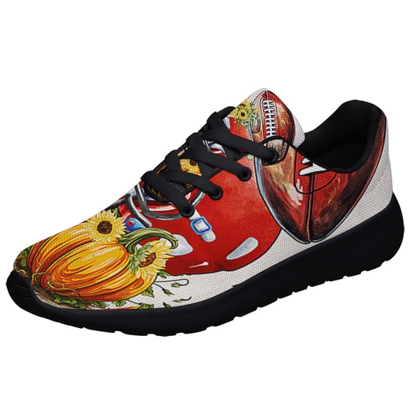 Football Fall Pumpkins Shoes Sneakers Black Size 3.5