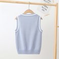 thumbnail image 3 of Aislor Kids Boys Girls Solid Sweater V Neck Knitted School Uniform Students Casual Waistcoat Pullover Vest Size 2-12 Light Blue 9-10, 3 of 4
