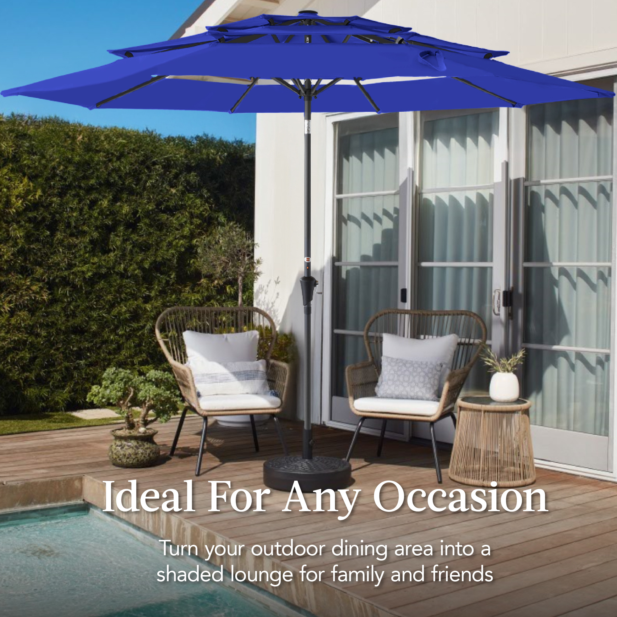 Best Choice Products 10ft 3-Tier Market Umbrella, Resort Blue photo 4