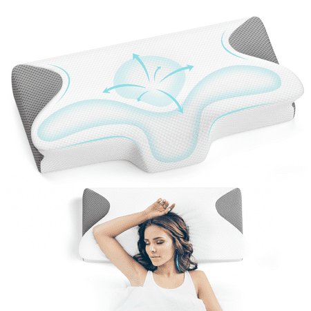 Cervical Memory Foam Pillow for Neck and Shoulder Pain Relief, Contour Memory Foam Pillow for Bed, Orthopedic Pillow Neck Support Pillow for Slepping, Stomach, Back, Side Sleepers