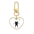 thumbnail image 1 of Cute Black Cat Pet Lover Animal Art Outline Gold Heart Keychain Metal Keyring Holder, 1 of 3