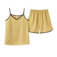 thumbnail image 2 of Antinious Women Pajama Tank Tops Solid V-Neck Sleeveless Cami Top Pajamas Set,Holiday!Pajamas for Women Set,Ladies Sleepwear Outfits,Yellow,M, 2 of 5