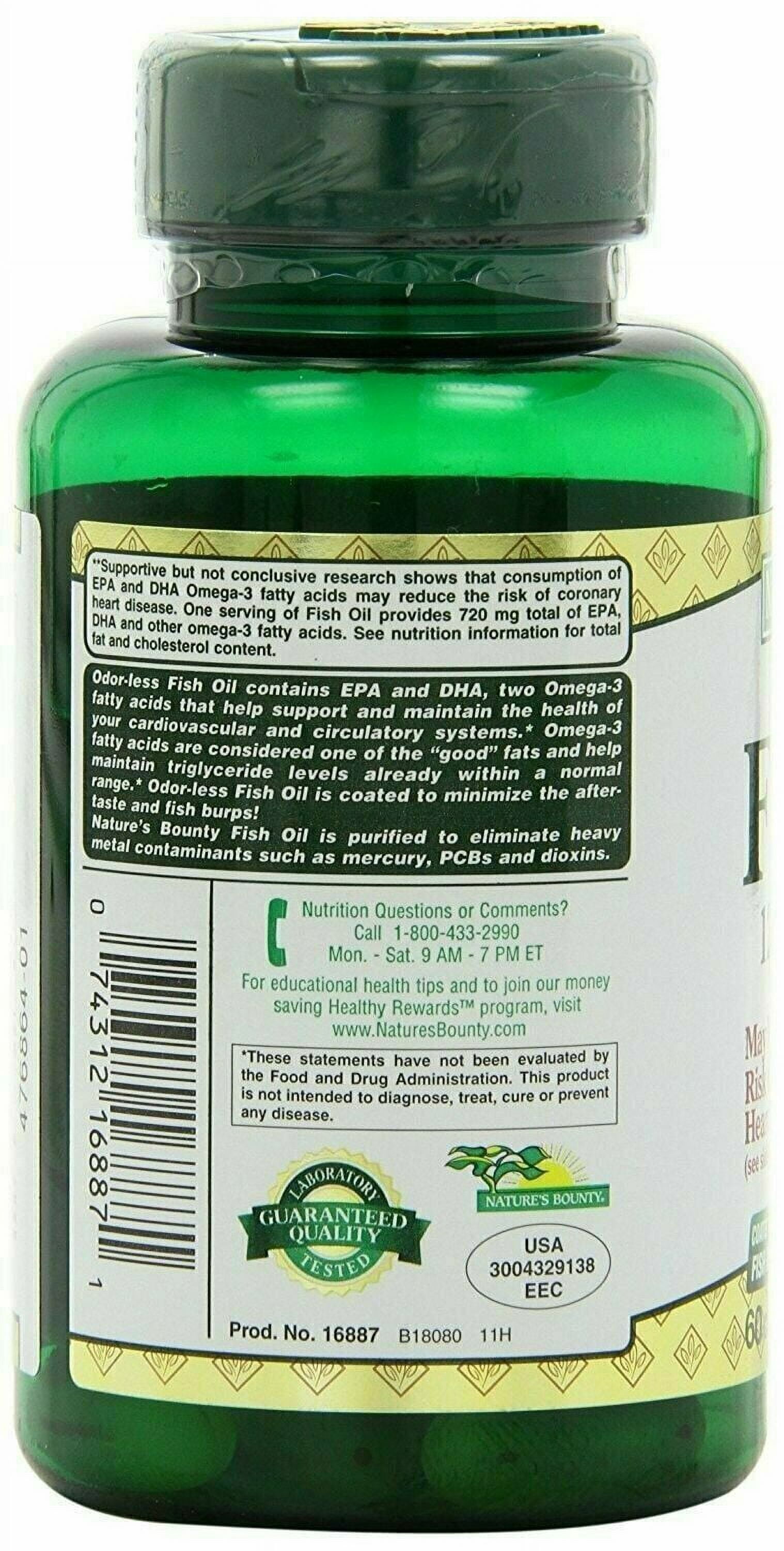 4 Pack - Nature's Bounty Fish Oil 1200 mg Omega-3 and Omega-6, 60 Each