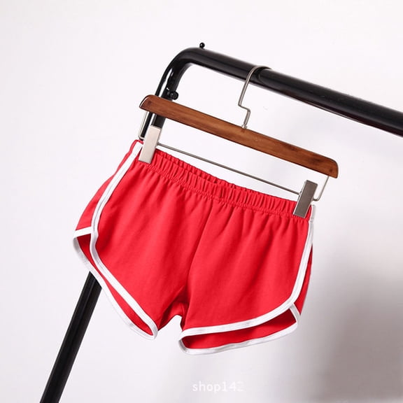 Womens Gym Shorts Dolphin Hem Casual Athletic Summer Running Booty Outfits Dance Elastic Red 2XL