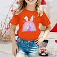 thumbnail image 2 of Easter Shirts Toddler Girls Cartoon Rabbit Short Sleeve Tee for Toddler Round Neck Blouse Tops Funny T-Shirts Toddler To Big Kid Orange,3-4 Years, 2 of 4