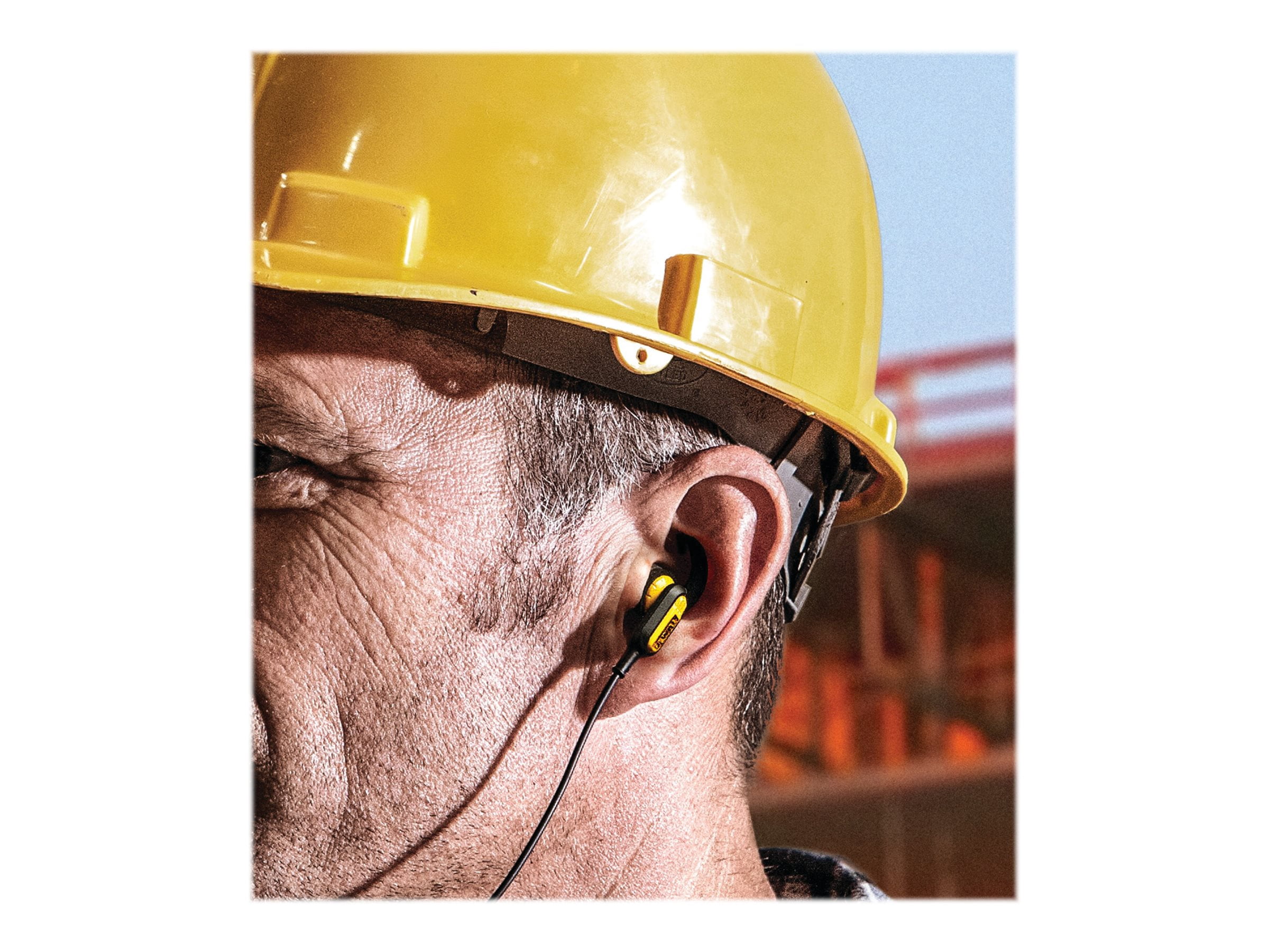 DEWALT Jobsite Wired In-Ear Earbuds, Yellow/Black