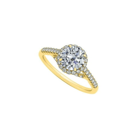 Cubic Zirconia Specially Designed Engagement Ring in 14K Yellow Gold Best Price