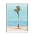 thumbnail image 4 of Stupell Industries Girl Leaning On Palm Tree Coastal Painting White Framed Art Print Wall Art, 4 of 5