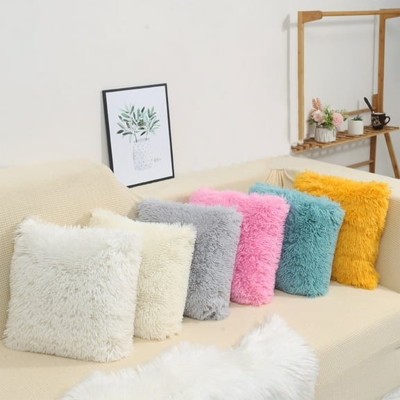 1Pcs Shaggy Throw Pillow Covers, Long Faux Fur Decorative Pillows Shams, Square Pillow Cases, Cushion Cover for Bed Couch Soft Room Decor, 15.7inx15.7in