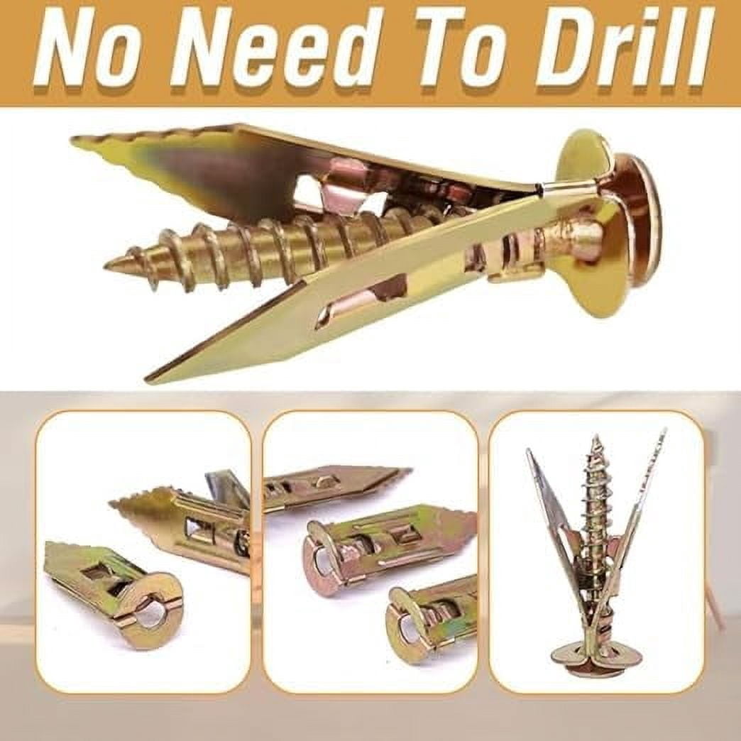 150 Set Self Drilling Drywall Anchors, Zinc Plated Steel Self-Drilling Anchors, Drywall Self-Drilling Anchors with Screws Kit, Self-Drilling Anchors Screws, for Tv, Shelf Straps, Bike, Cabinets