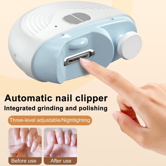 SmartBy Electric Nail Clipper 3 Speed Automatic Nail Trimmer with LED Light USB Rechargeable Baby Kids Adults Seniors Toenails Fingernail Cutter Polisher