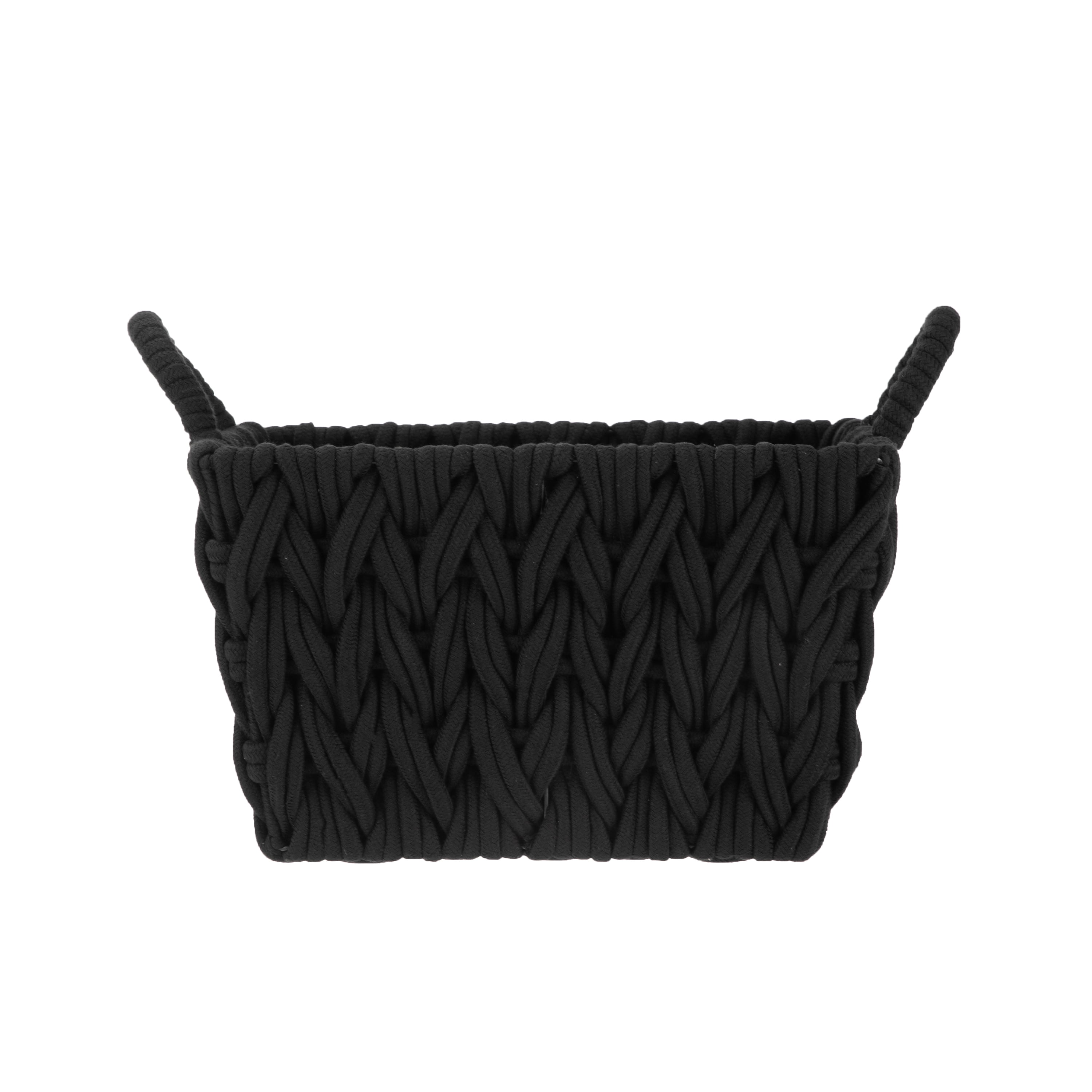 Better Homes & Gardens Medium Black Woven Rope Decorative Storage Basket, 2 Pack