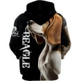 thumbnail image 3 of Lotusprinthandmade Personalized Name Beagle Lovers Hoodie 3D (Lightweight) S-5XL Multicolor (L), custom beagle dog hoodie, 3 of 5