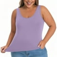 thumbnail image 2 of Yubnlvae Plus Size Tank Tops with Shelf Bra - Women's Yoga & Workout Camisoles (Padded Support, Seamless Undershirt) Purple XXL, 2 of 9