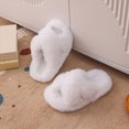 thumbnail image 5 of CAUYDY Girls Fluffy Soft Plush Cross Band Slippers Kids Open Toe Memory Foam House Shoes(L101-White,24), 5 of 6