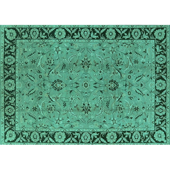 Ahgly Company Indoor Rectangle Oriental Turquoise Blue Traditional Area Rugs, 2' x 3'