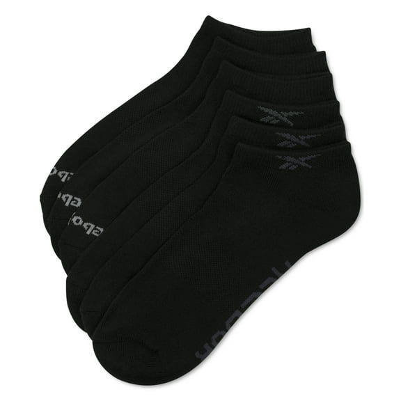Reebok Men's 6 Pack Athletic Low Cut Socks Black One Size