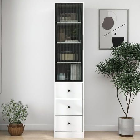 S-HOME White Storage Cabinet with 3 Deep Drawers Modern and Spacious Organizer for Home or Office Use