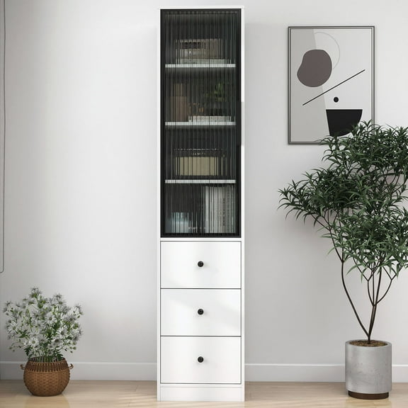 S-HOME White Storage Cabinet with 3 Deep Drawers Modern and Spacious Organizer for Home or Office Use