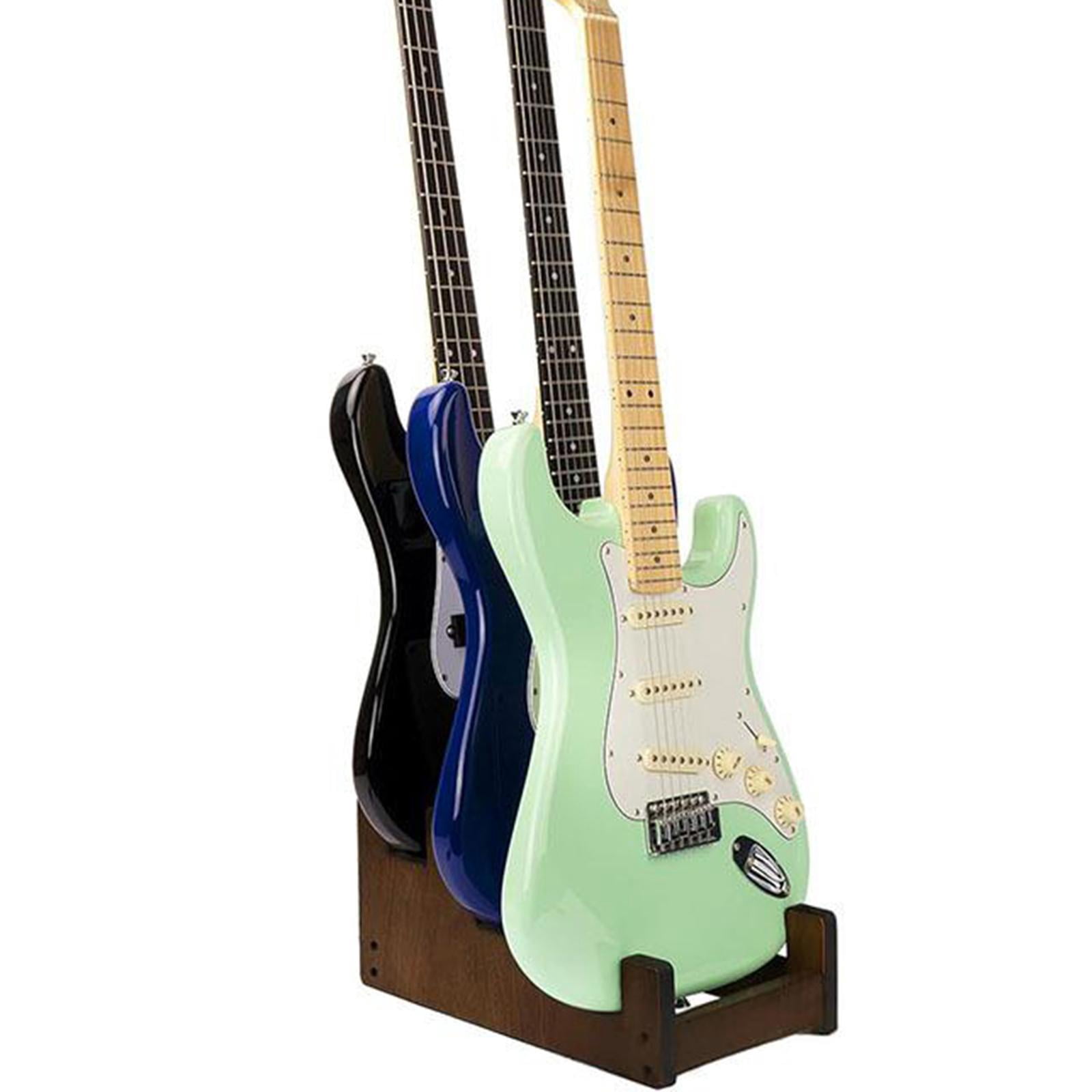 MERIGLARE Guitar Stand Wooden Floor Rack Electric Guitar Bass Holder Instrument Display Three-Tier Structure Portable Space Saving Suitable for Home Studio Performance Collectors M