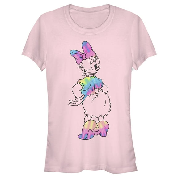 Junior's Mickey & Friends Tie Dye Daisy Graphic Tee Light Pink Medium