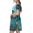thumbnail image 2 of Balery Realistic Ocean Shark Vestidos sueltos de manga corta para mujer, vestidos de verano 2025, vestidos casuales de corte A con vuelo., 2 of 6