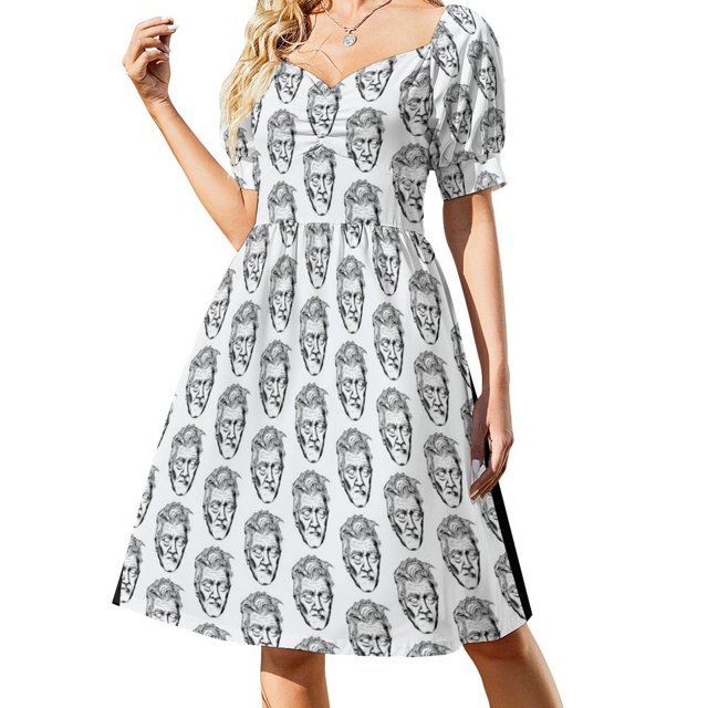 Vestido de manga corta con retrato de David Lynch, vestidos de mujer, vestidos de noche para mujer, vestidos de verano