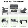 thumbnail image 6 of STARY Outdoor conversation sets, 4 Pieces Metal Patio Furniture Set with 2 Single Sofas, Loveseat & Coffee Table, for Garden, Backyard, Balcony (Dark Gray), 6 of 8