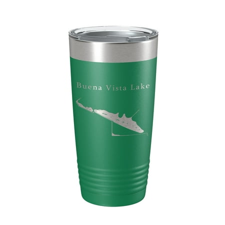 

Buena Vista Lake Map Tumbler Travel Mug Insulated Laser Engraved Coffee Cup California 20 oz Green