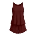 thumbnail image 6 of UAMVSH Pajama Sets for Women 2 Piece Ruffle Lounge Set Soft Crewneck Sleeveless Top with Shorts Sleepwear Set Cute Outfits, 6 of 7