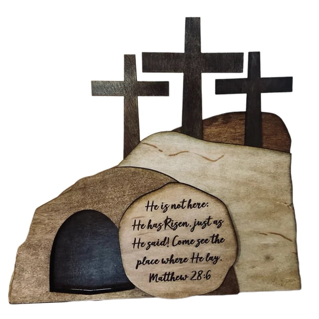 Easter Tomb Decor Decorative 3D Visual Effect Attractive Desktop Indoor Easter Sign Gift Wooden Ornament